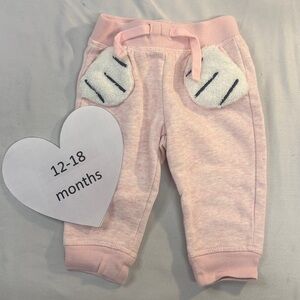 GAP - Charming Pink Kids Joggers with Fun Bunny feet Pocket Design